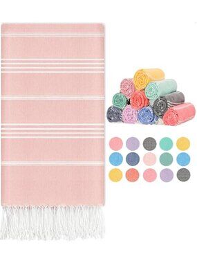 Powder Pink Turkish Beach Towel Oversized Sand Free Quick Dry Yoga Mat 72x36